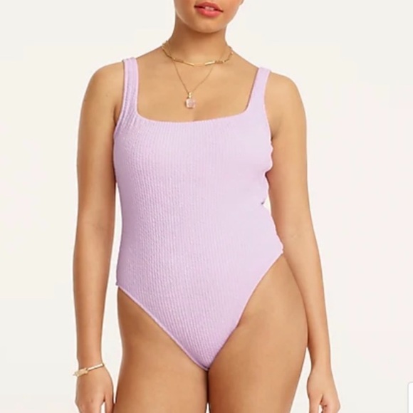 NWT J. Crew Textured Square Neck Scoop Back One Piece Swimsuit - Picture 1 of 6